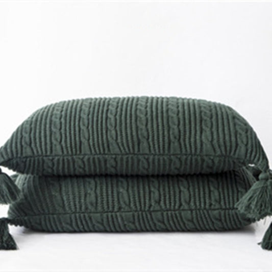 ANDUUNI 2er-Pack dekoratives Baumwoll-Strickkissen, warmes Überwurfkissen für Bett, Couch, 18 cm