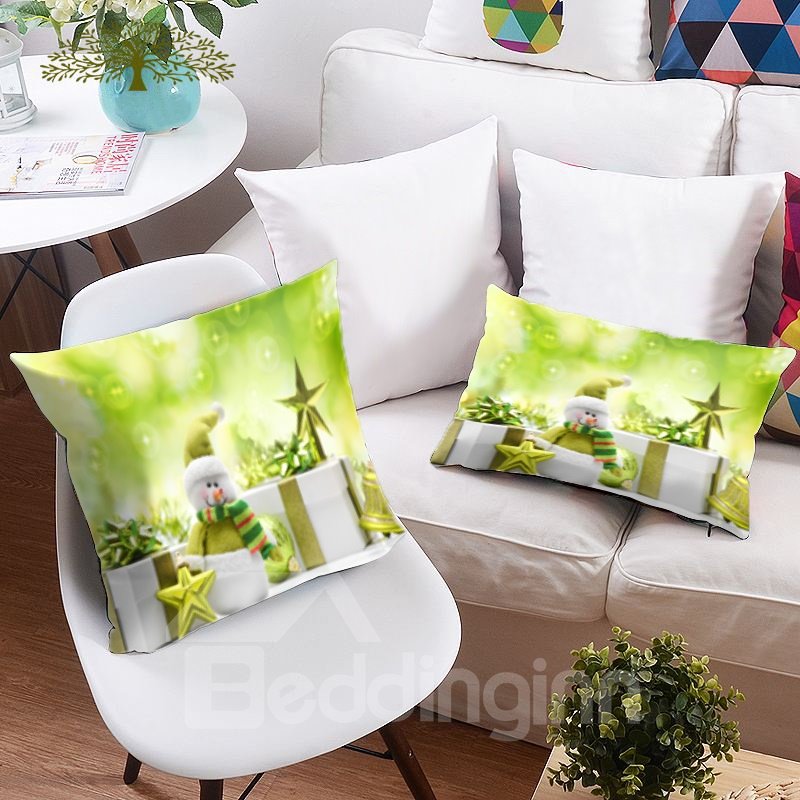 Five-pointed Star and Christmas Ornaments 3D Printing Polyester Throw Pillow