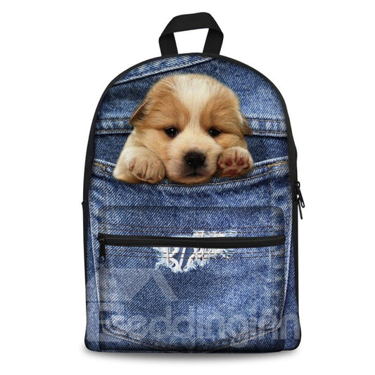 Design 3D Golden Retriever Modemuster Schule Outdoor Rucksack