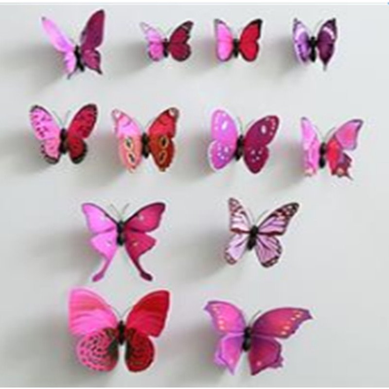 3D mariposa decoración de la pared pegatinas de pared extraíbles calcomanías murales decoración del hogar habitación de los niños decoración del dormitorio 24 piezas