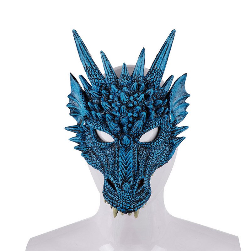 Máscara facial de terror de dragón 3D de PU realista, máscaras de animales para Cosplay, accesorios para fiesta de Halloween