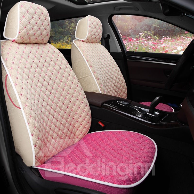 Dual Colored Theme Plaid Design Comfortable Custom Fit Car Seat Covers