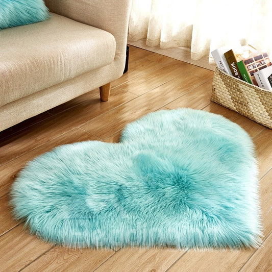 Simple Love Shape Wool-like Carpet for Living Room Bedroom Floor