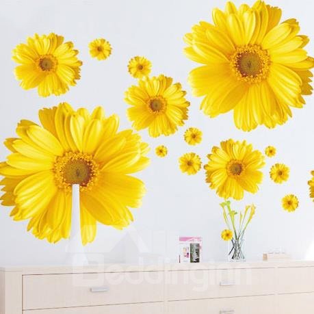 Preciosas pegatinas de pared decorativas para el hogar con estampado de flores de margaritas 