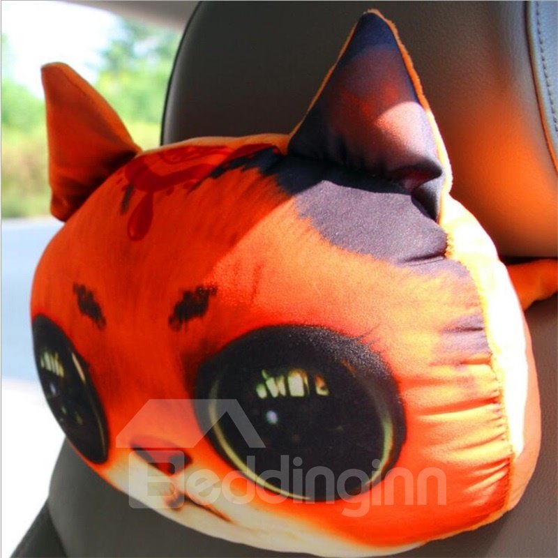Almohada suave creativa del cuello del coche de la cara animal 3D