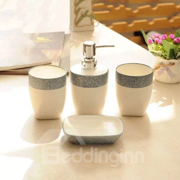 Accesorios de baño de 4 piezas de cerámica blanca concisa y contemporánea