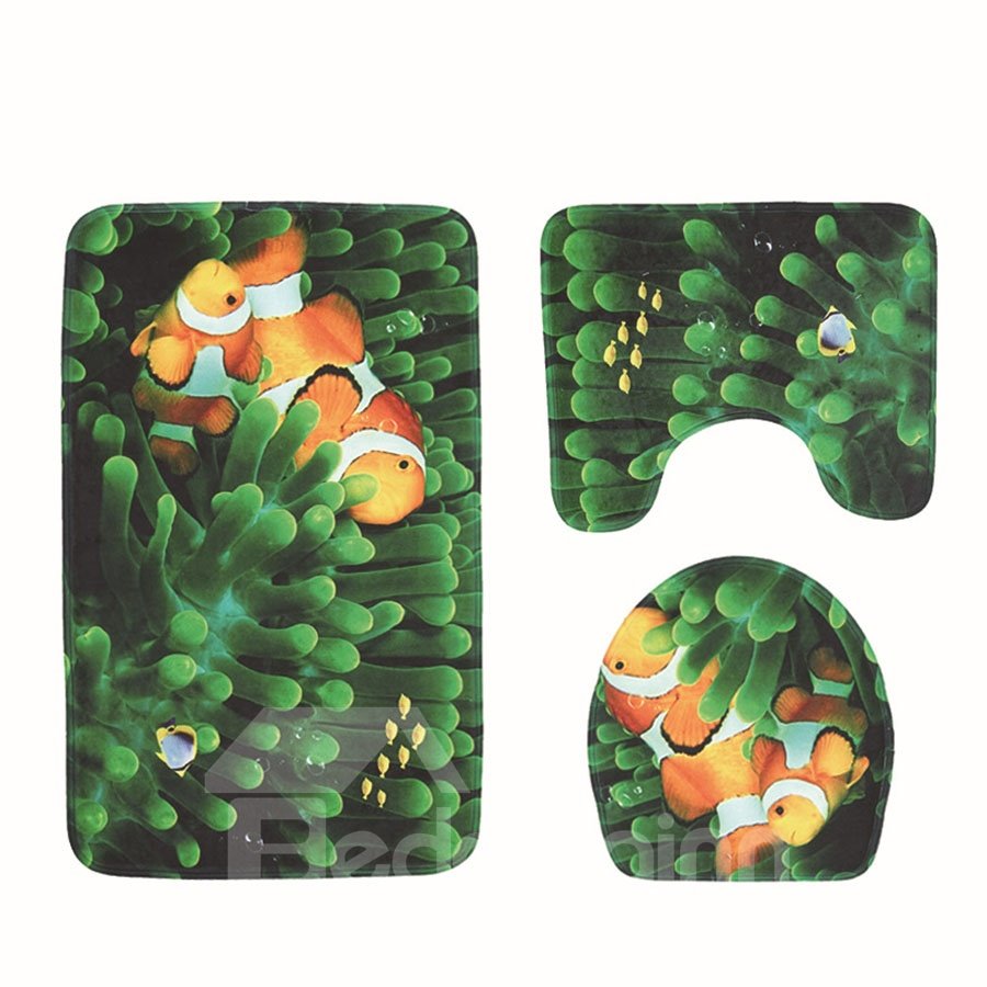 Print Pattern Anti-Slip Polyester Rectangular Toilet Seat Covers
