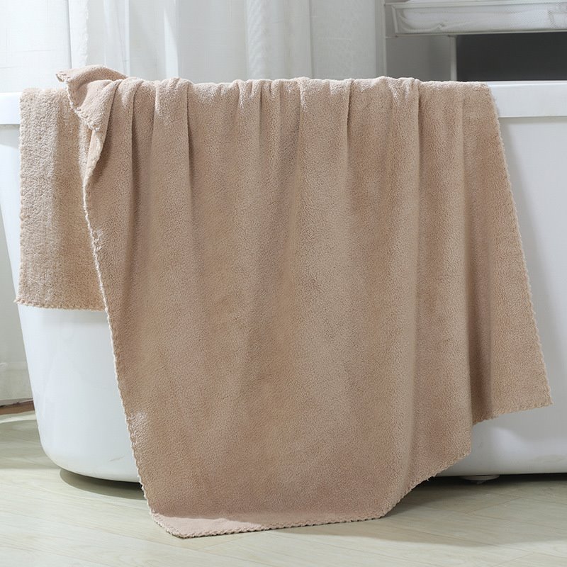 Toalla lisa rectangular gruesa de lana de Coral, toalla de baño grande, suave, de secado rápido, altamente absorbente, para hombres y mujeres, 28*55 pulgadas 