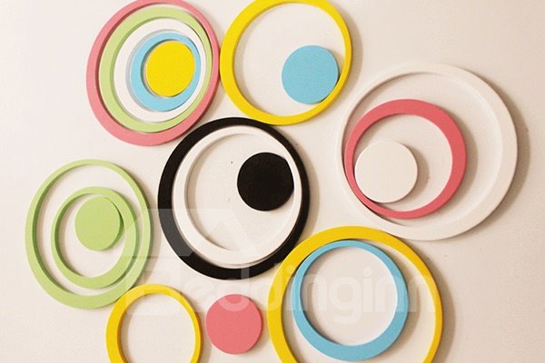 3D-Dekorationen, Polka-Ring-Hintergrund, Wandaufkleber, abnehmbare Heimdekoration 