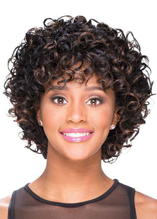 Kurze, flauschige Afro-Perücken für Damen, Kunsthaar, kappenlose Perücken für Party, 35,6 cm 