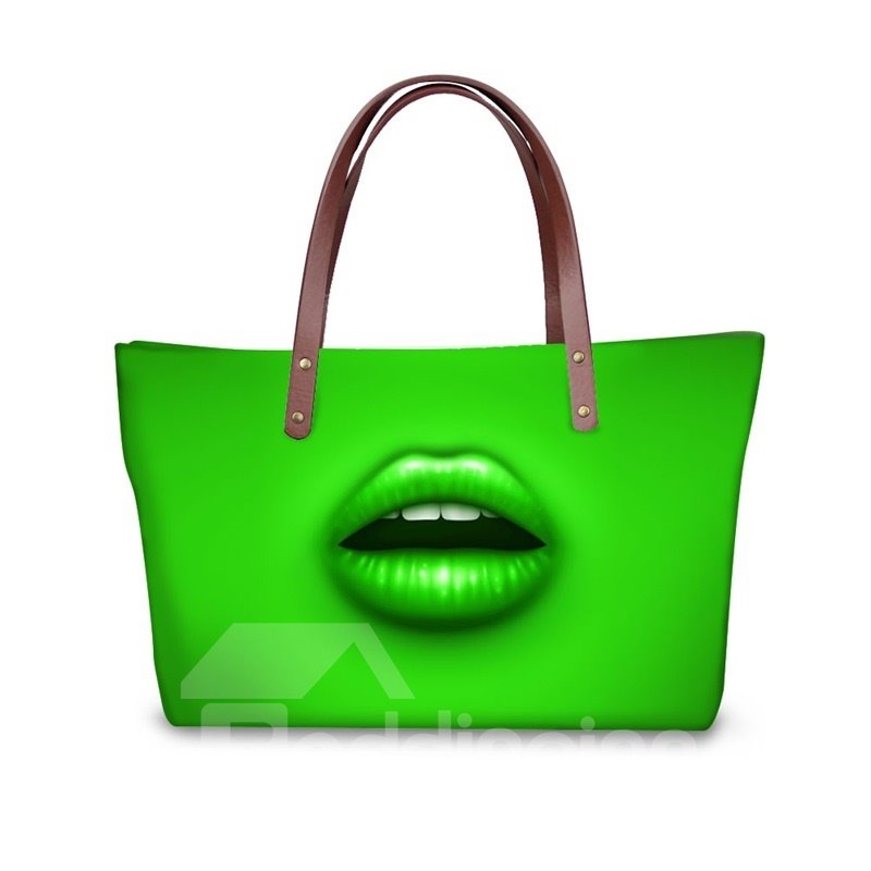 Coloful Lips Waterproof Shoulder 3D Printed HandBags