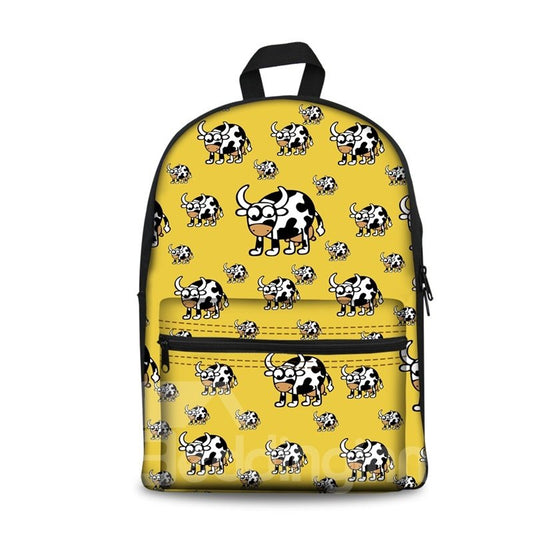 Kids School Backpack for Boys & Girls 3D Milk Cows with Yellow Bottom Color Print Design?