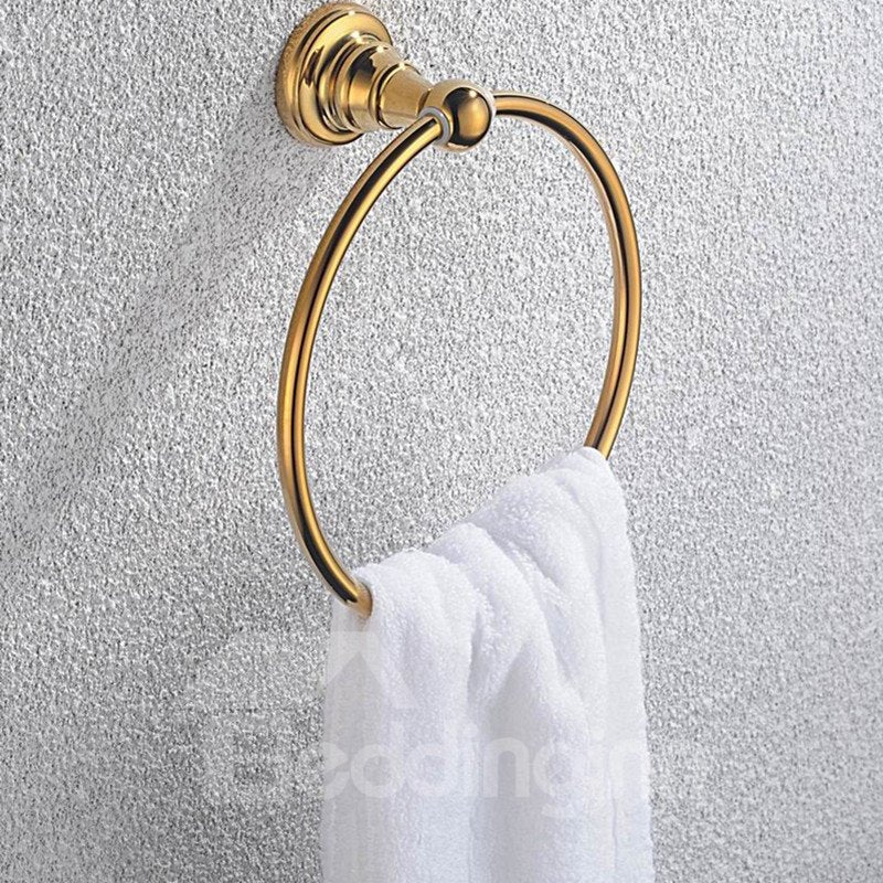 Anillo de toalla redondo de latón de accesorios de baño con acabado Ti-PVD contemporáneo