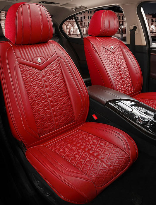 Car Seat Covers Full Coverage Skin-friendly Wear-resistant And Breathable Leather Detachable Full Head Cap Airbag Compatible Spilt Bench Seat Cover Adjustable 5-seater Universal Fit for Sedans &Truck &SUV