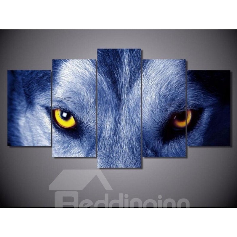 Wolf Eyes Hanging 5-Piece Canvas Eco-friendly and Waterproof Non-framed Prints