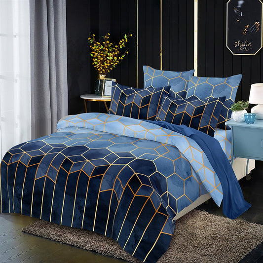 Simple Diamond Geometric Three-Piece Set Reactive Printing Duvet Cover Set Endurable Skin-friendly All-Season