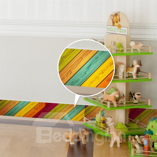 Etiquetas engomadas autoadhesivas de la pared del zócalo respetuosas del medio ambiente de la prenda impermeable del PVC del modelo de barras coloreadas 3D