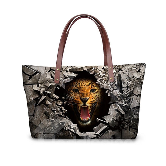 Leopardo rugido en la oscuridad Impreso en 3D para mujeres y niñas Bolsos de hombro