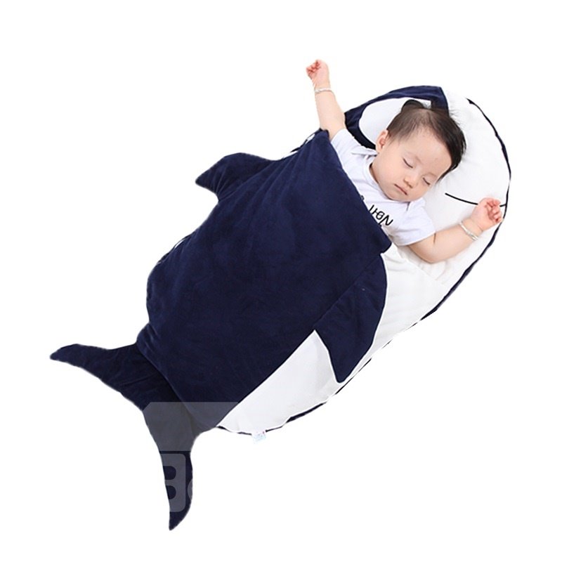 Cute Small Fish Pattern Anti-Kicking Velvet Baby Sleeping Bag
