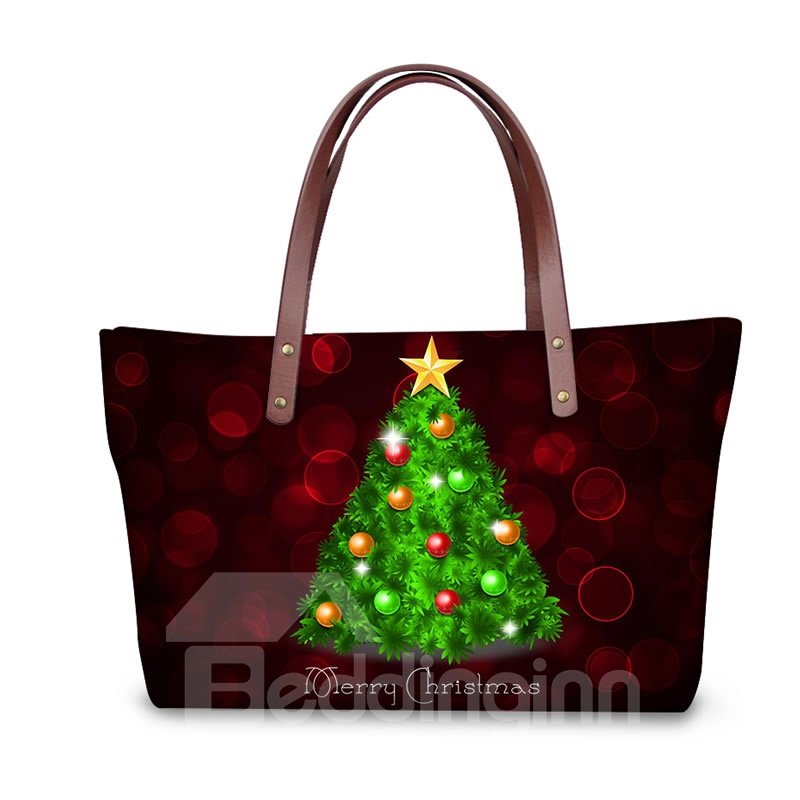 Christmas Tree Waterproof 3D Printed Shoulder Handbag