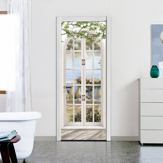 Pegatinas de puerta de paisaje DIY 3D, ecológicas, impermeables, decoraciones de puerta autoadhesivas extraíbles para el hogar y la Oficina