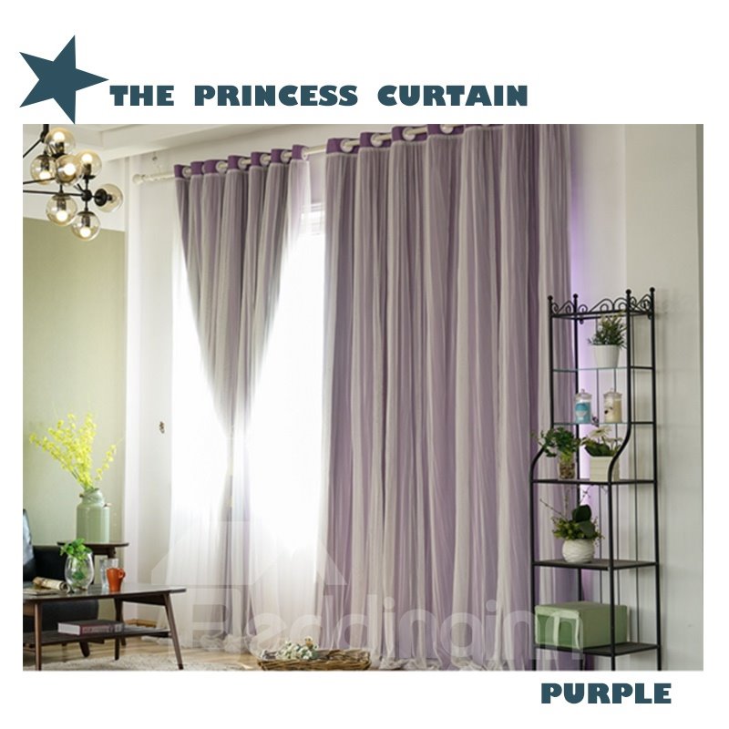 Conjuntos de cortinas transparentes y con forro de color sólido, decorativas y opacas, de estilo coreano