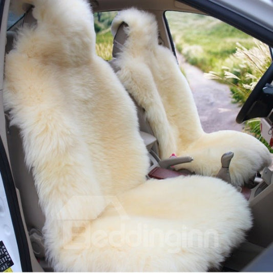 Hellbeiger, superweicher, warmer Lammwoll-Material, maßgeschneiderter spezieller Autoteppich 