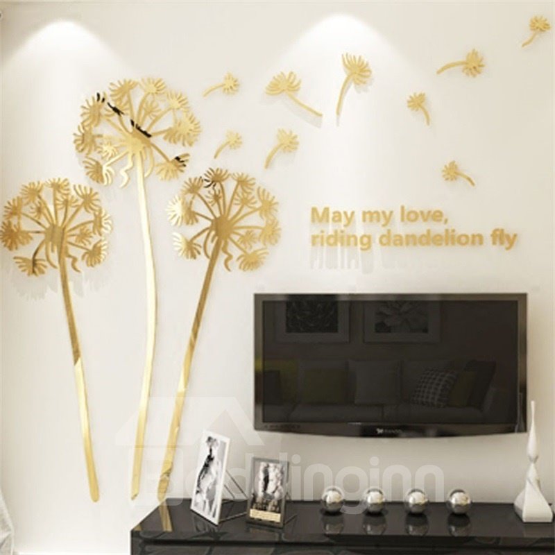 4 Color Acrylic Material Dandelion Pattern Living Room 3D Wall Sticker
