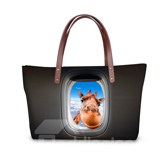Giraffe im Himmel, Reißverschluss, wasserdicht, robust, 3D-gedruckt, für Damen und Mädchen, Schultertaschen