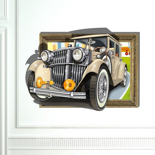 Maravilloso adhesivo de pared 3D de coche retro vintage