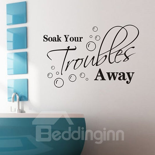 Wasserfester Wandaufkleber mit Buchstaben „Soak Your Troubles Away“ in Schwarz