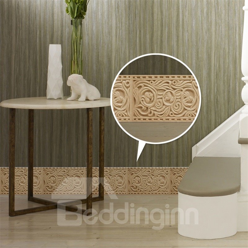 3D Beige Floral Pattern PVC Waterproof Eco-friendly Self-Adhesive Wall Stickers