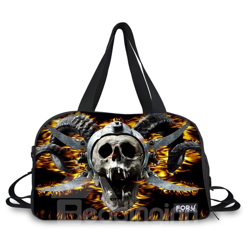 Special Fire Skull Pattern 3D Painted Travel Bag