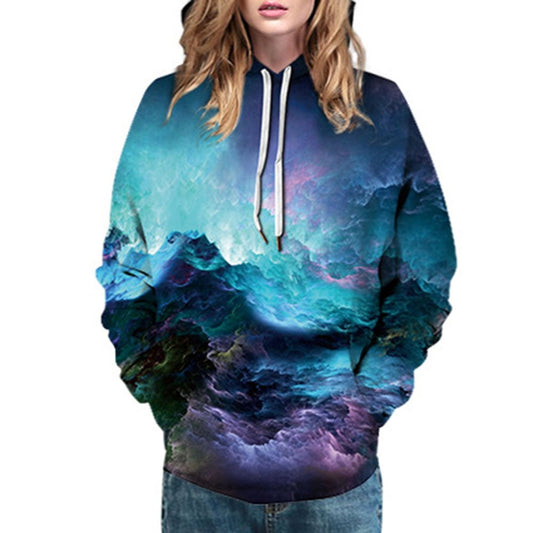 3D-gedruckter blauer Galaxie-Herren-Hoodie-Paar-Outfit, Unisex-Pullover, Hoodies, modisch, langärmelig, lockeres Sweatshirt, Sportbekleidung 