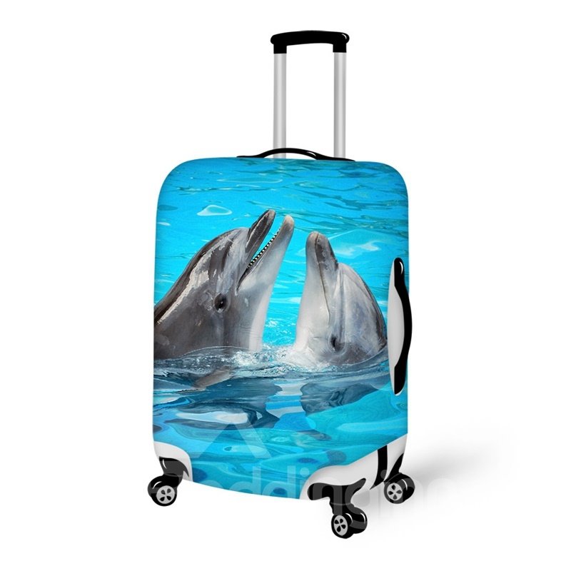 Lovely Dolphin Couple Pattern 3D Painted Luggage Cover – beddinginn_main