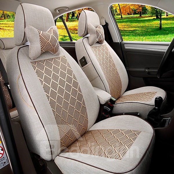 Smooth Ice Silk Surface Classic Grid Patterns Custom Car Seat Cover