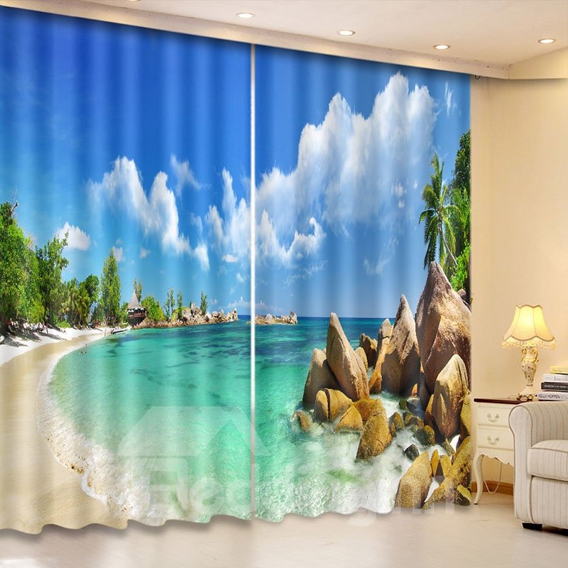 Beddinginn 3D Blackout Creative Seaside Curtain