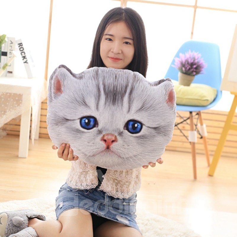 Lifelike 3D Cat Design Decorative Throw Pillow