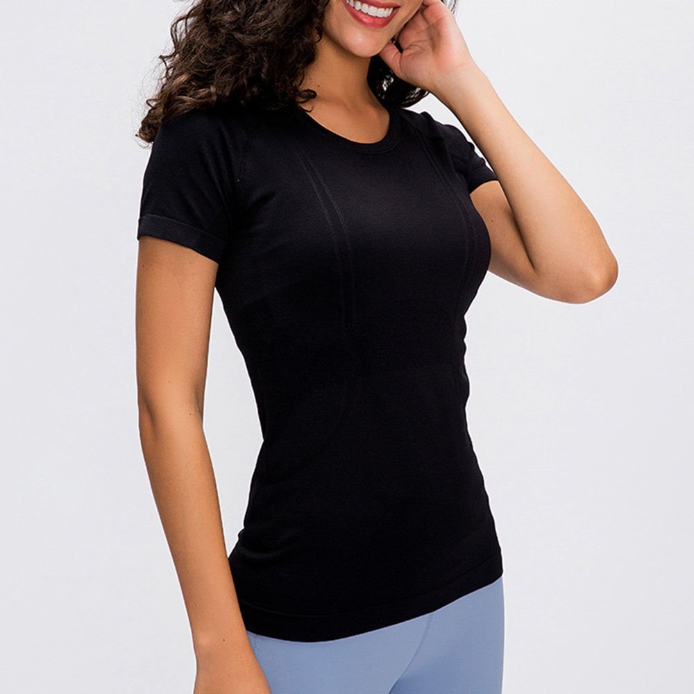 Tops de yoga para mujer Camisas de entrenamiento de fitness fluidas Ropa deportiva de manga corta