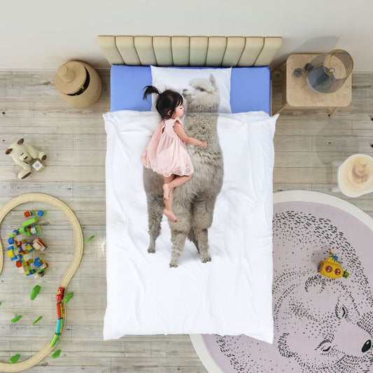 Precioso juego de funda nórdica 3D de Alpaca arcoíris de 4 piezas, ropa de cama de satén de algodón de alta calidad transpirable resistente al desgaste de los años 60 