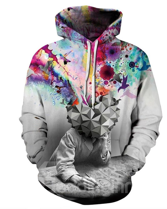 Colorful Thinker Long Sleeve 3D Pattern Hoodie