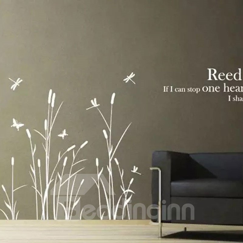 Removable Country Style Dragonfly and Reed Pattern Wall Stickers