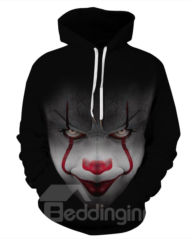 Cool Clown Vibrant Color Pullover Unisex Athletic 3D Painted Hoodie