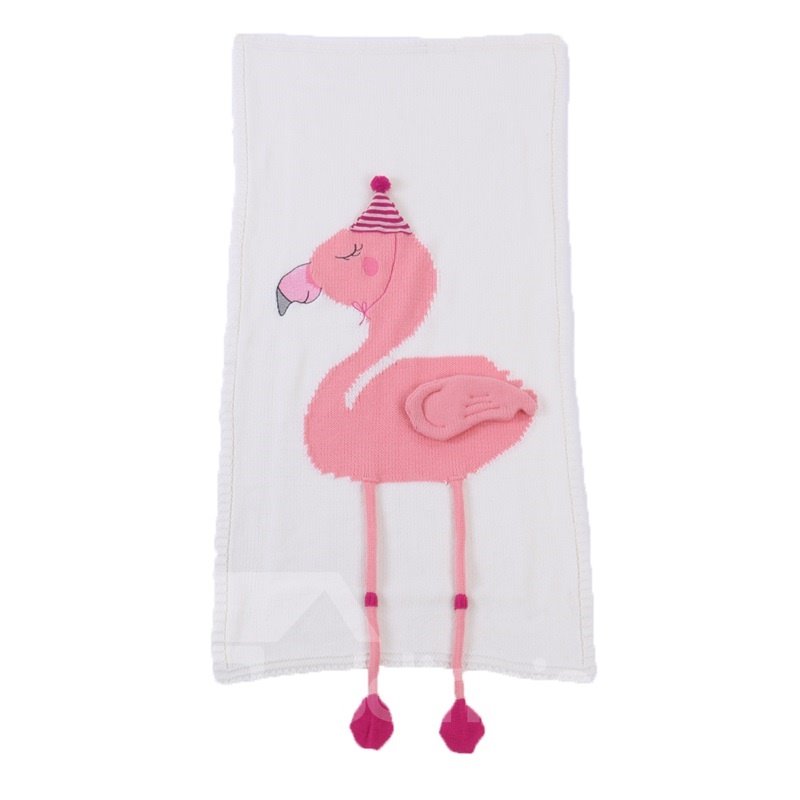 23.7*47.3in 3 Color Acrylic Lovely Flamingo Pattern Soft Baby Blanket
