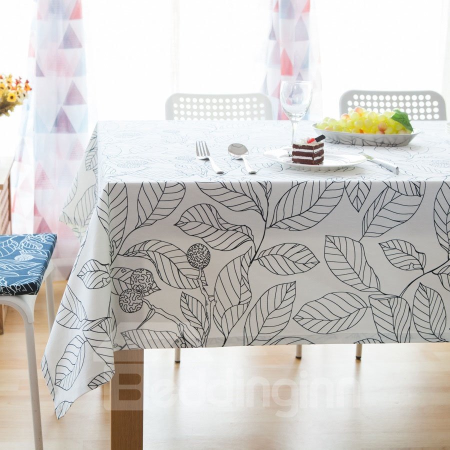 Plant Pattern Cotton Square Shape Home Use Table Cloth