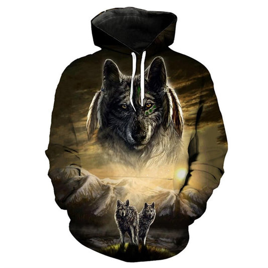 3D Graphic Wolf Novedad Sudaderas con capucha con temática animal Sudadera con capucha para adultos 