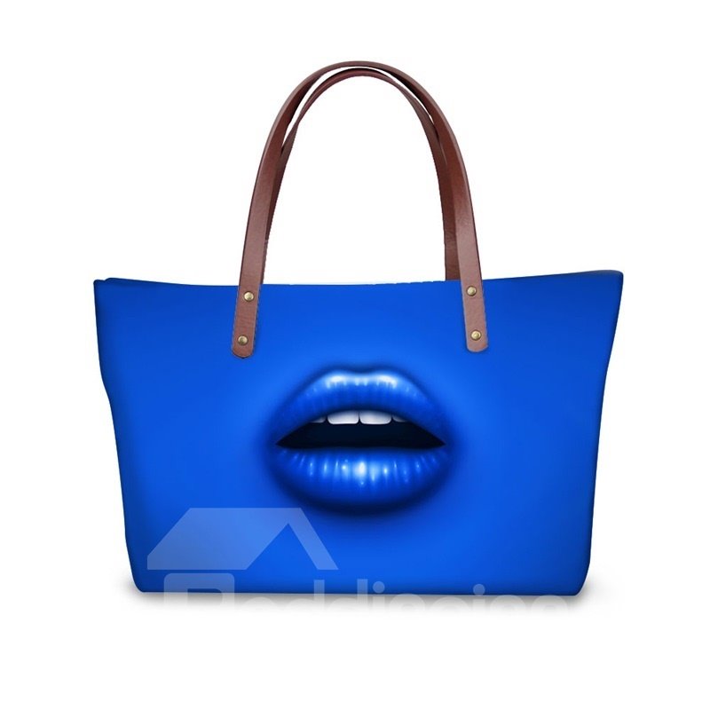 Coloful Lips Waterproof Shoulder 3D Printed HandBags