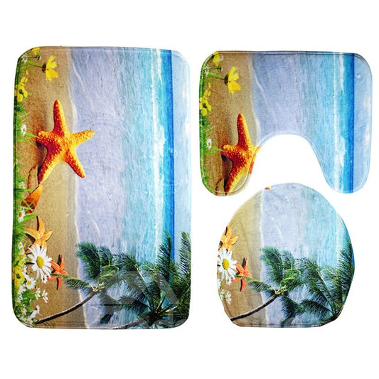 Rutschfestes 3-teiliges Badezimmerset mit Meeresblick