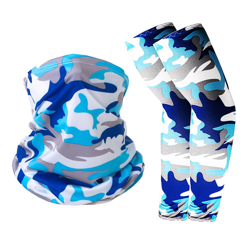 Kühlende Armstulpen mit Gesichtsbedeckung, Bandana-Set, UV-Sonnenschutz, Halstuch, Schal, Eisseide, kühlende Ärmel zum Abdecken von Armtätowierungen für Damen und Herren, Zubehör für Sommer- und Outdoor-Aktivitäten