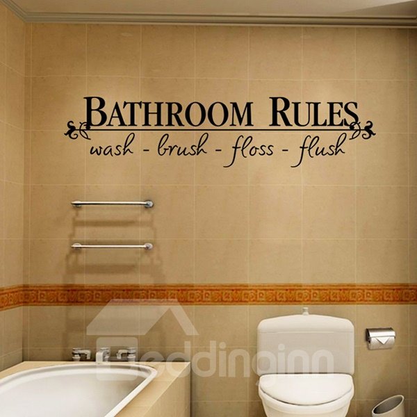 Funny Words and Quotes Bathroom Rules Removable Wall Sticker